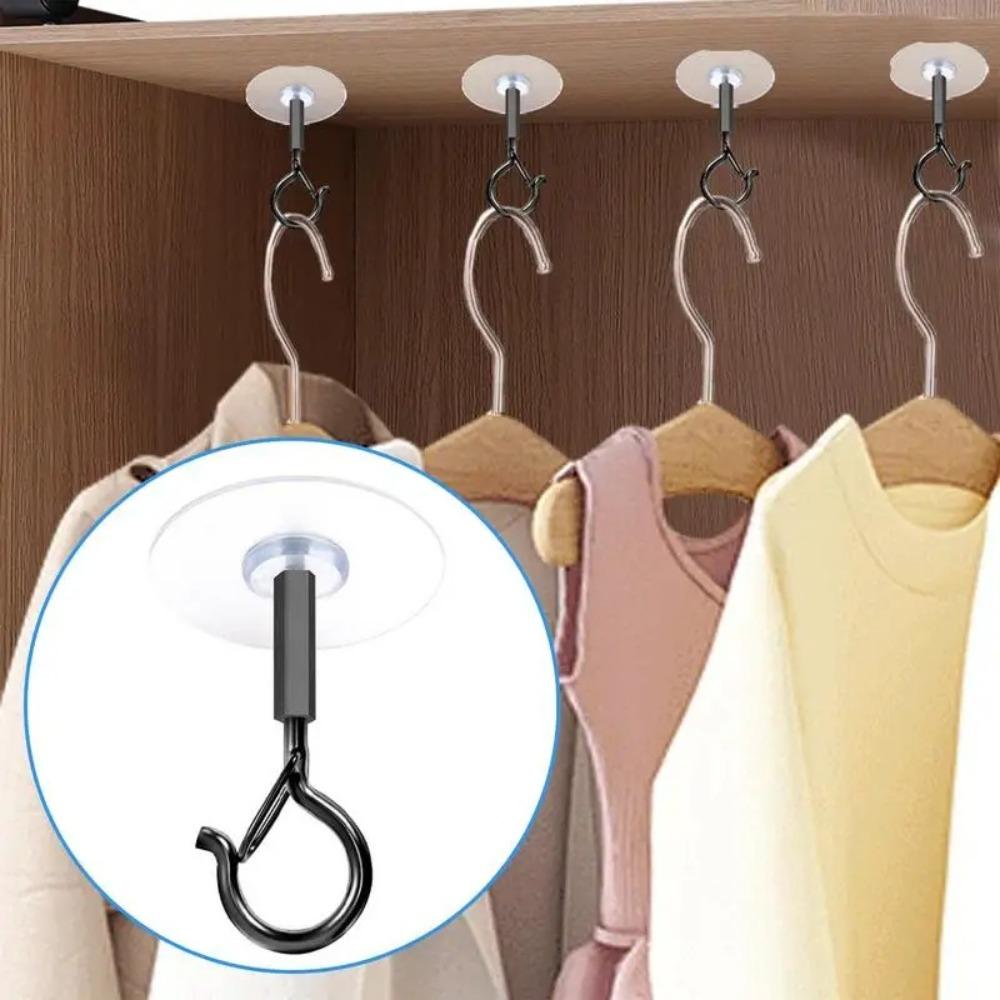 2pcs Self Adhesive Ceiling Hooks No-Drill Sticky Eye Hooks Multifunctional Wall Hooks LED Light