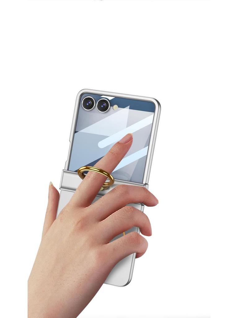 Ультратонкий складной чехол для телефона Samsung Z Flip7 с защитой шарнира, модное магнитное кольцо и совместимость с беспроводной зарядкой