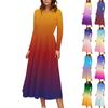Женские повседневные модные длинные платья с градиентным принтом и длинным рукавом, осень