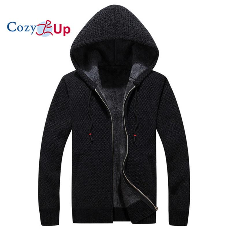 Cozy Up Men Cardigan Sweater with Thick Wool and Hoodie Casual Sweater Warm Coat