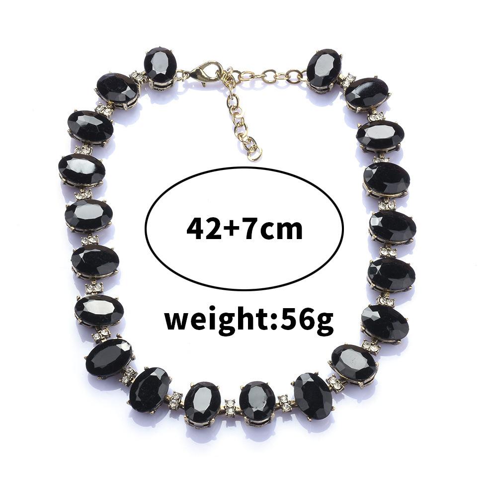 Роскошное вечернее ожерелье с черными кристаллами и драгоценными камнями, короткие аксессуары