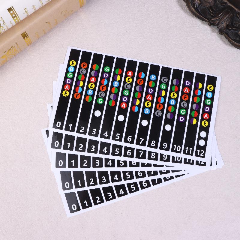 5 шт. Наклейки-карты нот для грифа гитары Аксессуары для гитары 6-струнная дека грифа Наклейки на лады Для начинающих гитаристов