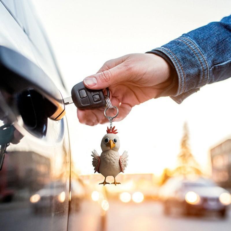 Chicken Rooster Key Chains Ring Keychains Animal Jewelry for Women Girls Bag Car Pendant Gifts