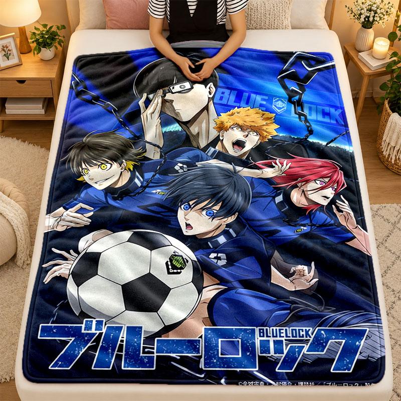Flannel BlanketBlue Lock Warm Soft Throw Blanket for Indoor Sofa Bed Living Room Use