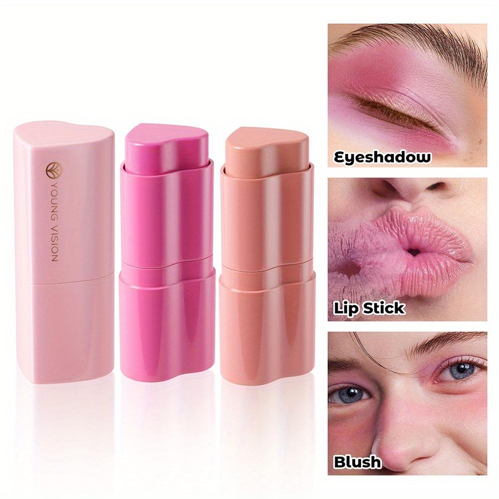 YOUNG VISION 1PCS Heart Blush Cream Contouring Stick Face Modifier Mousse Blush Lipstick 2-in-1