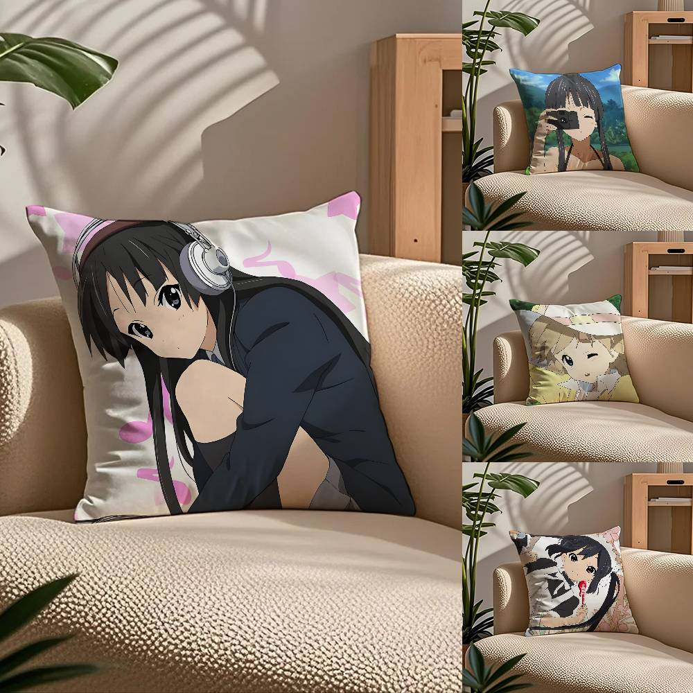 Classic Anime K-K-ON Pillow Case Comfort Sofa Bed Silky elegant Invisible zipper Custom Decorative cushion cover