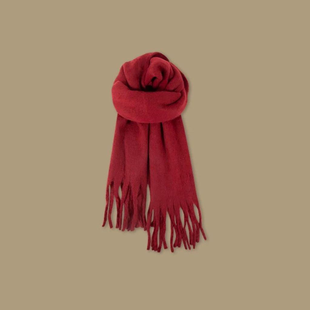 Red Scarf Retro Plaid Winter New Versatile Warm Korean Version Couple Scarf College Thickened Premium Scarf