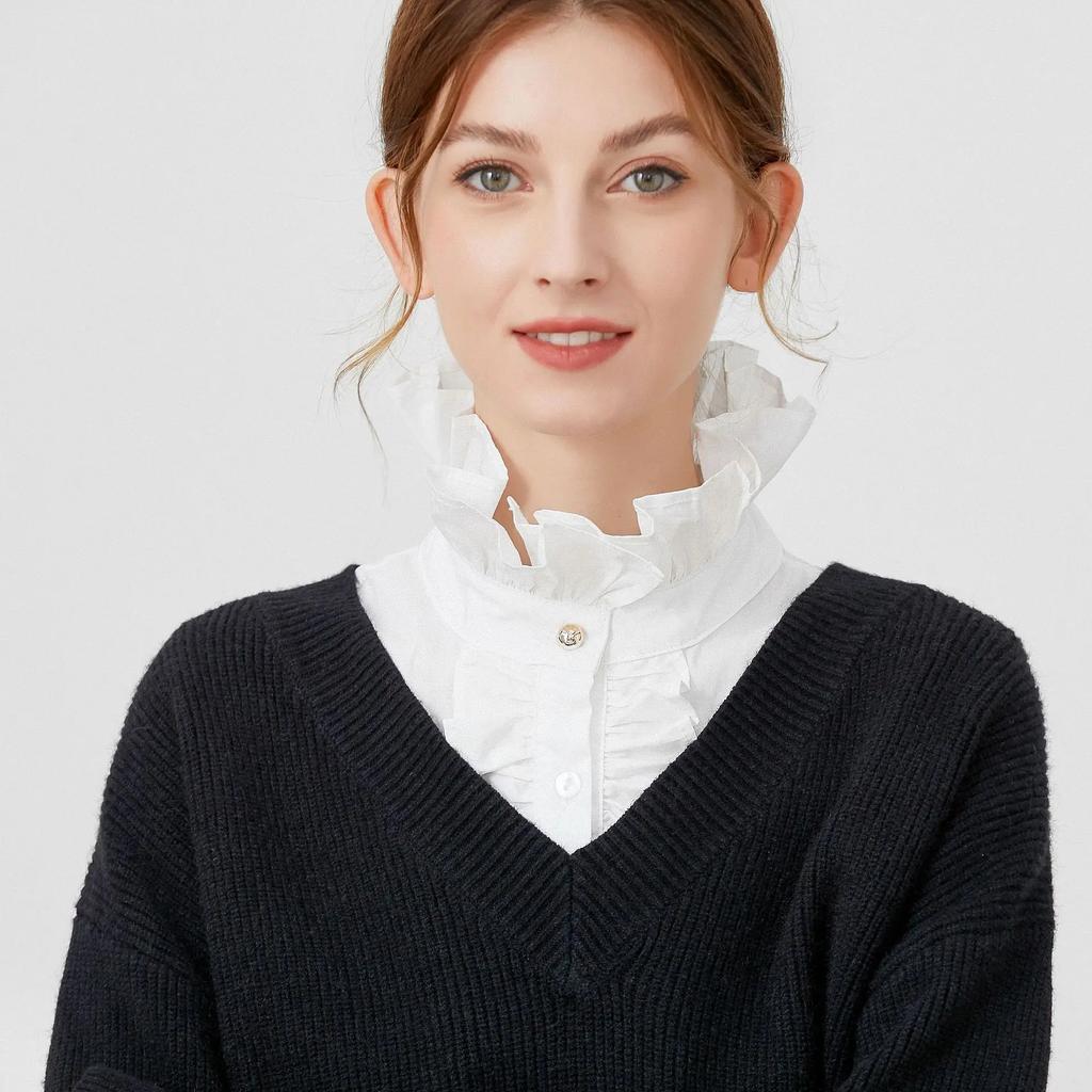 Linbaiway Korean Ruffles Stand Detachable Shirt Collar Fashion Lace Fake Collar Detachable Blouse Collar Accessories