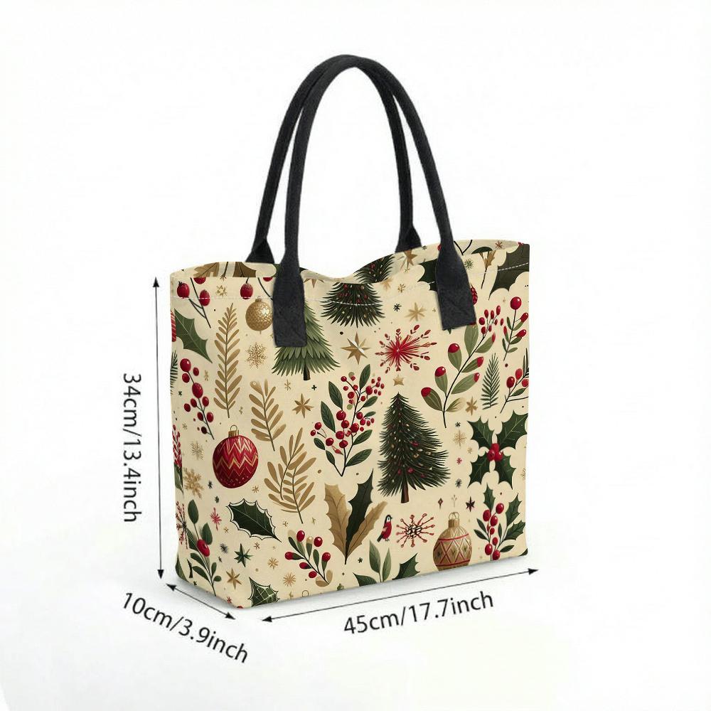 Christmas Print Casual Canvas Tote Bag