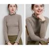 Ruffles Half High Neck Sweater Knitted Pullover Women's Long Sleeved Lace Long Sleeves Bottoming Shirt Commute Simple Casual Knitwear Autumn