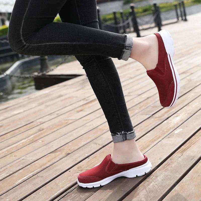 High Quality Breathable Half Slippers Sandals Women Summer Slip-on Big Size Casual Sneakers Ladies Non-slip Soft Walking Shoes
