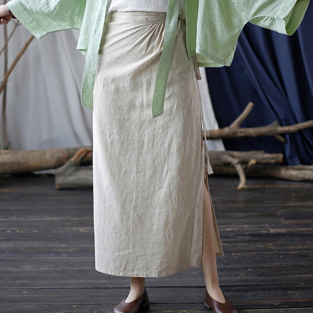 Johnature Женские винтажные льняные бандажные юбки, однотонные осенние высококачественные женские юбки трапециевидной формы