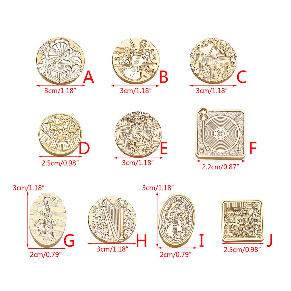 Печать из сургуча для запечатывания конвертов, приглашений, для DIY скрапбукинга, на музыкальную тематику, сменная головка для сургучной печати