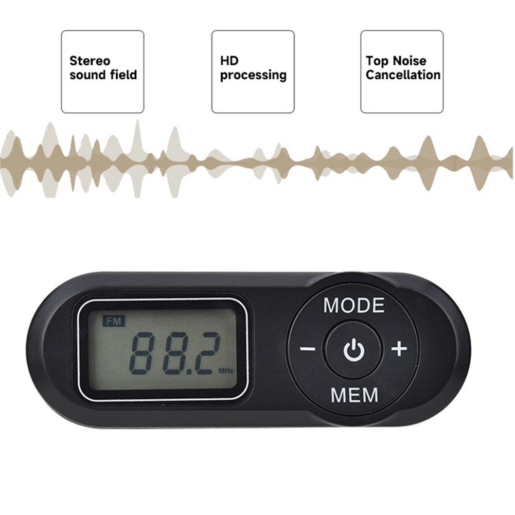 Pocket FM Radio FM 64-108Mhz Portable Sports Radio Receiver With Lcd Display 3.5mm Earphones Neck Lanyard