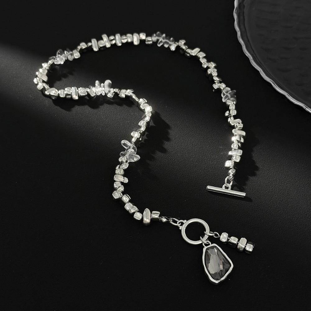 CCB Beads Glitter Pendant Bracelet Irregular Choker Necklace New Black Zircon Necklace Gifts