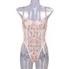 Lace Embroidery Bandage See-Through Sexy Bodysuit for Women