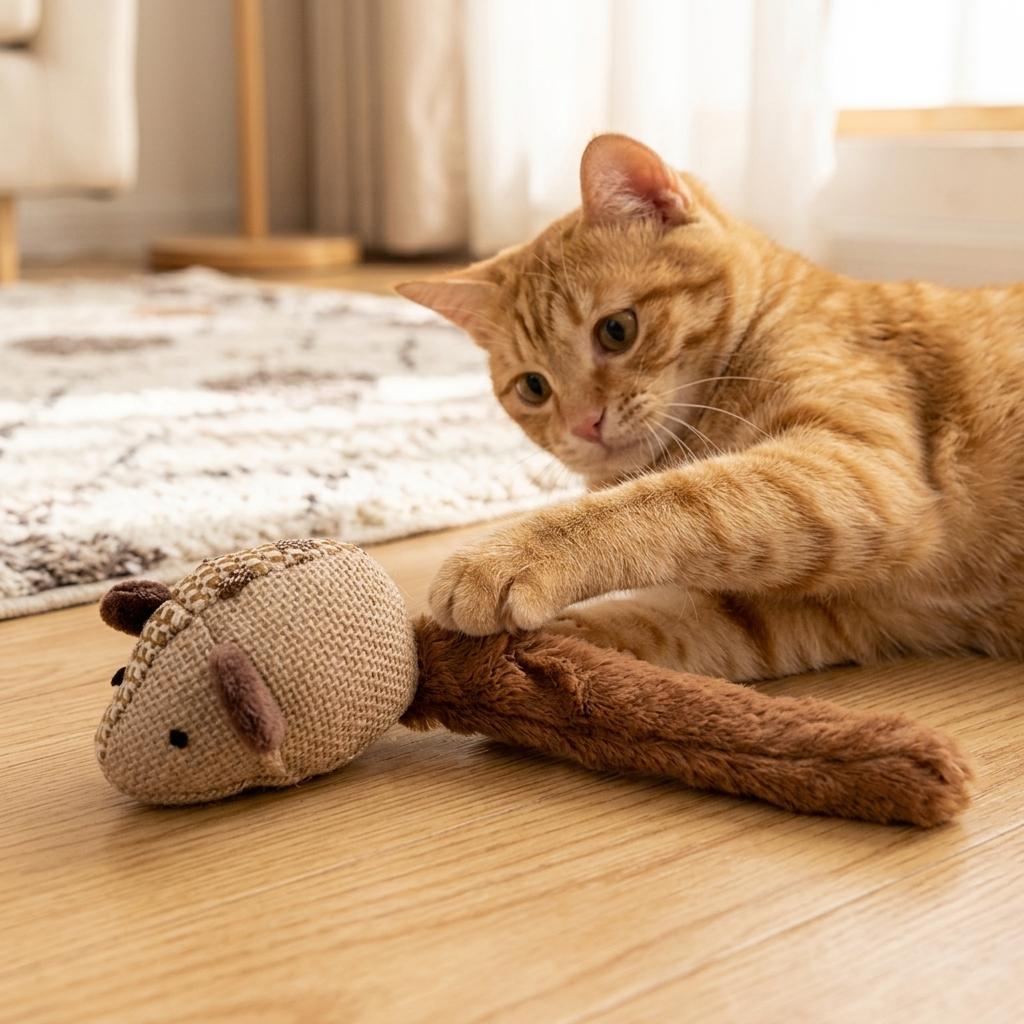 Cat Plush Sounding Mouse Toy for Indoor Outdoor Interactive Play