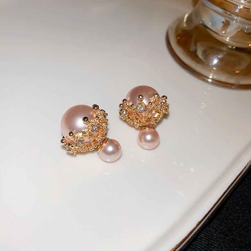 Двусторонние серьги из искусственного жемчуга с цирконием, элегантные модные женские серьги с блестящим кристаллом, искусственный жемчуг, серьги ручной работы, вечерние ювелирные изделия, подарок