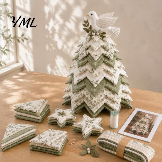 Custom Holiday Table Decorations Bird Christmas Tree Patchwork Kit, DIY Quilted Fabric Craft Diy Kit Floral Handmade Centerpiece for Home Mantel Decor