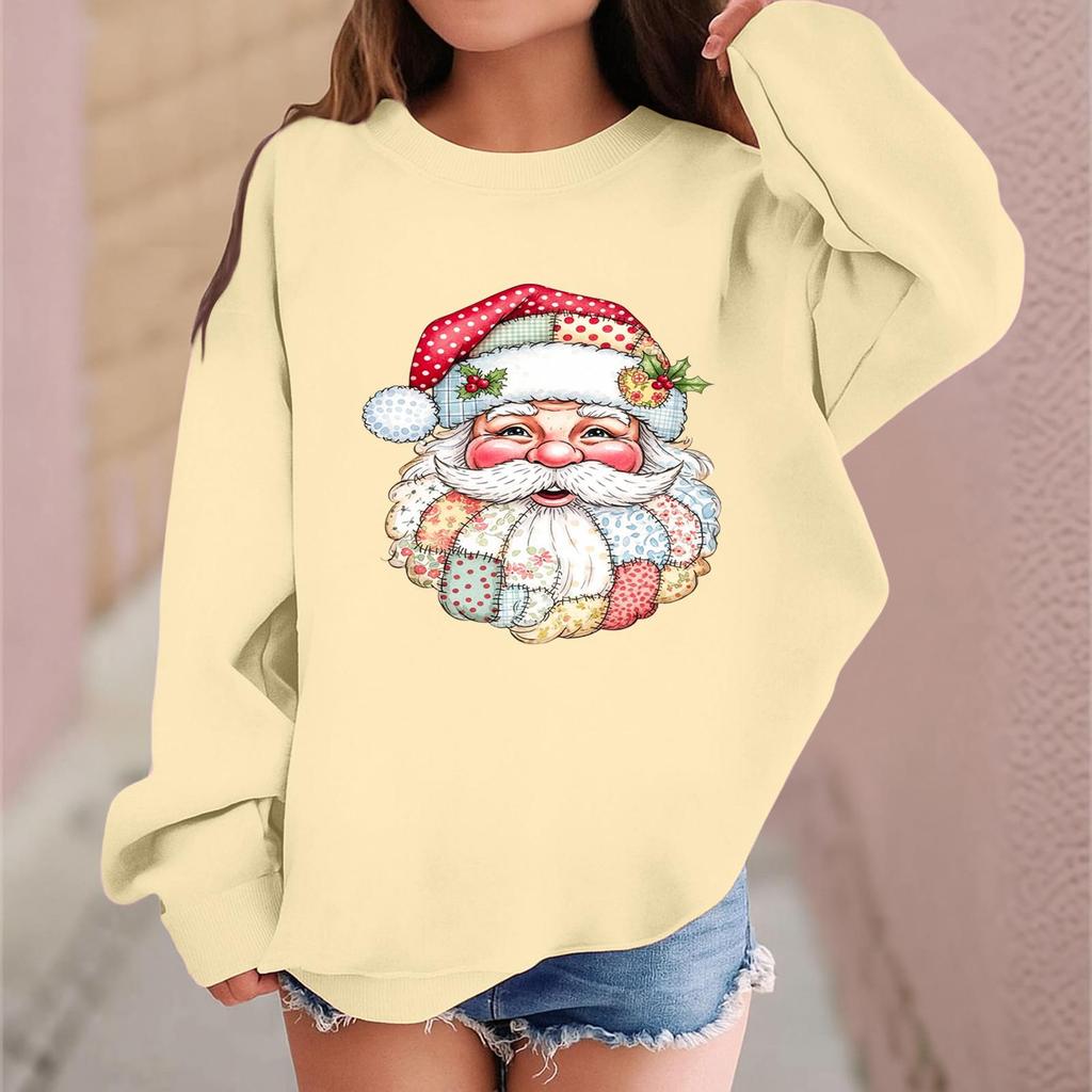 Children's Fashionable Casual Long-sleeved Loose Christmas Print Pullover Sweatshirt