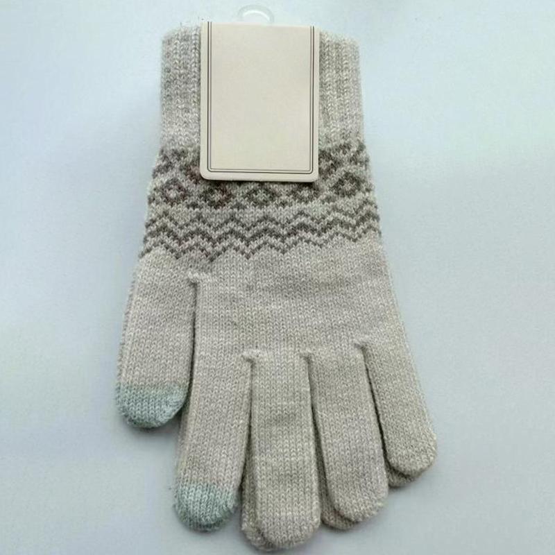 Вязаные перчатки для сенсорного экрана женские перчатки из пряжи и бархатного жаккарда