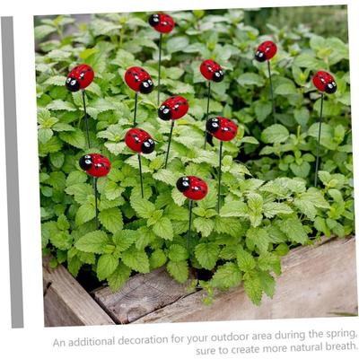 Садовые колышки из смолы в виде божьей коровки, 10 шт., декоративное уличное искусство для весеннего декора, украшения для газона в виде божьей коровки, садовые украшения для дома и патио