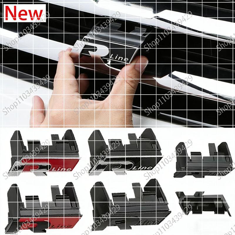 1Pc Rline Grille Emblem Badge Decal 3D ABS Car Sticker For Volkswagen VW Golf Tiguan E2 L T-ROC TAYRON TACQUA Passat Bora Touran CC