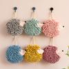 2Pcs Hedgehog Fluff Ball Hand Towels Strong Absorbent Quick-drying with Hanging Rope Microfiber Chenille Hand Towel