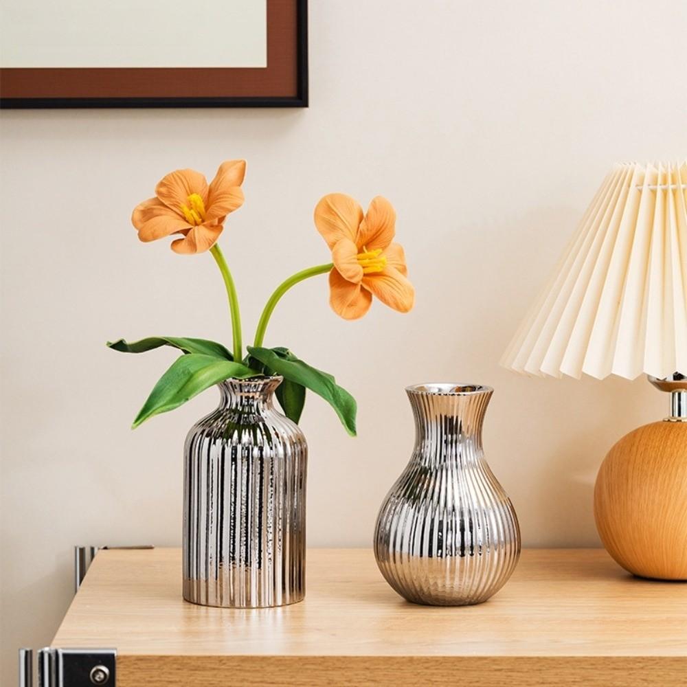 Floral Arrangement Flowerpot Minimalism Tabletop Decor Ceramic Electroplated Vase Home Decor