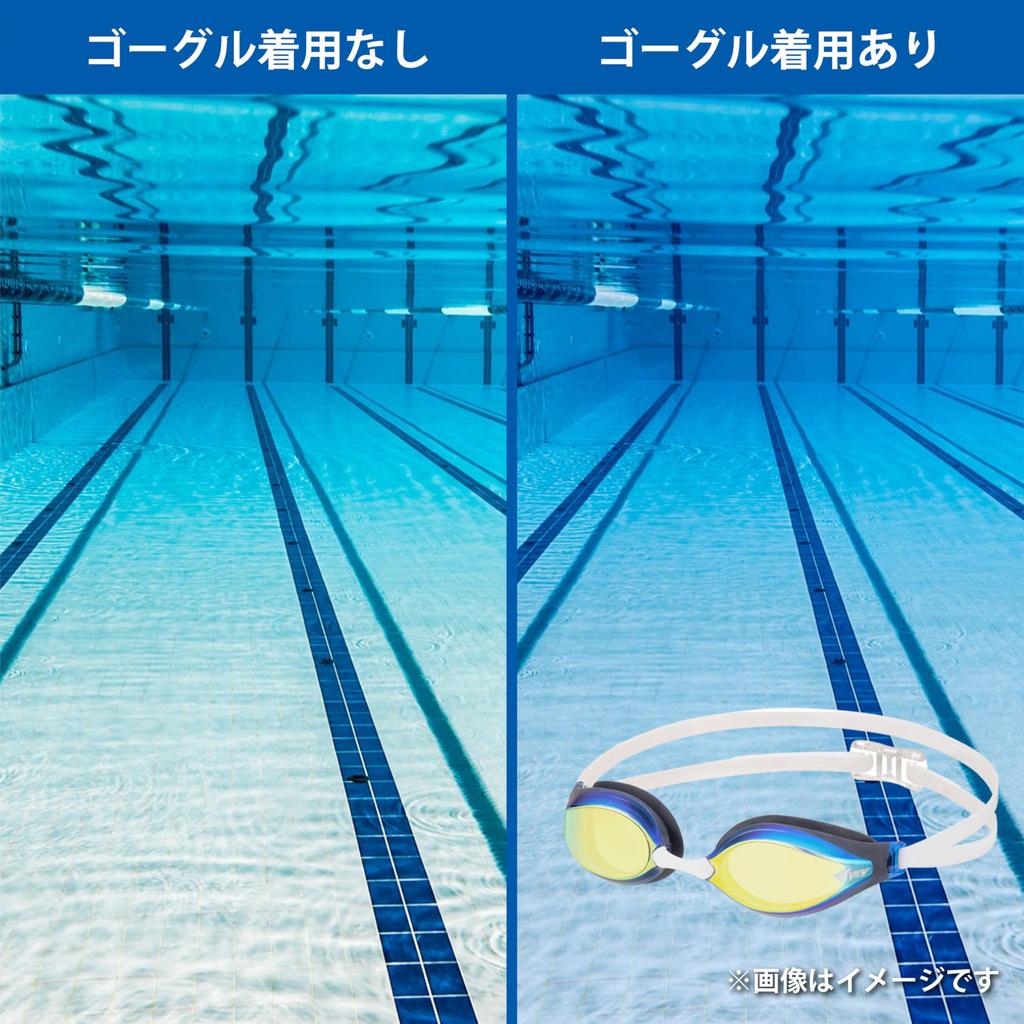 View V240SAM BLY Swimming Made in Stays in Place During Dive and Cushioned Racing For Ages WA Mirror Type with Goggles, Japan, Turns, Model, 10-Adult,