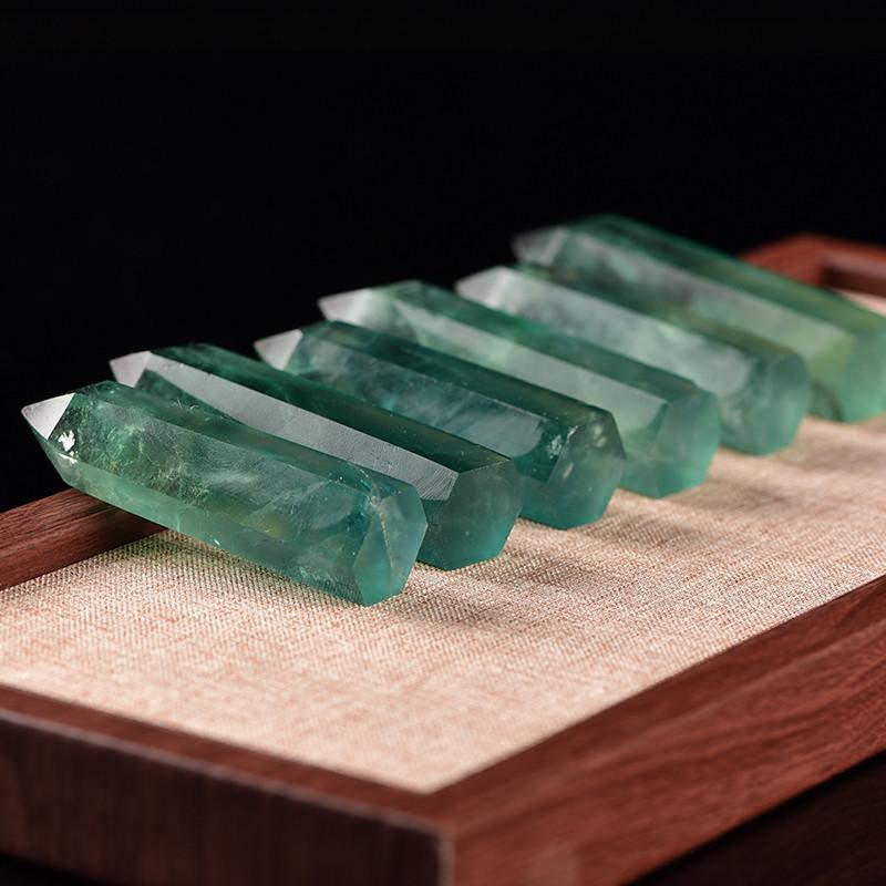 Radiant Natural Green Fluorite Quartz Crystal Point Hexagonal Wand For Healing And Reiki