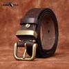 Ремень мужской, потертый и потертый в тяжелой промышленности, индивидуальный, модный, с тиснением, первый слой из воловьей кожи, мужской ремень с латунной пряжкой