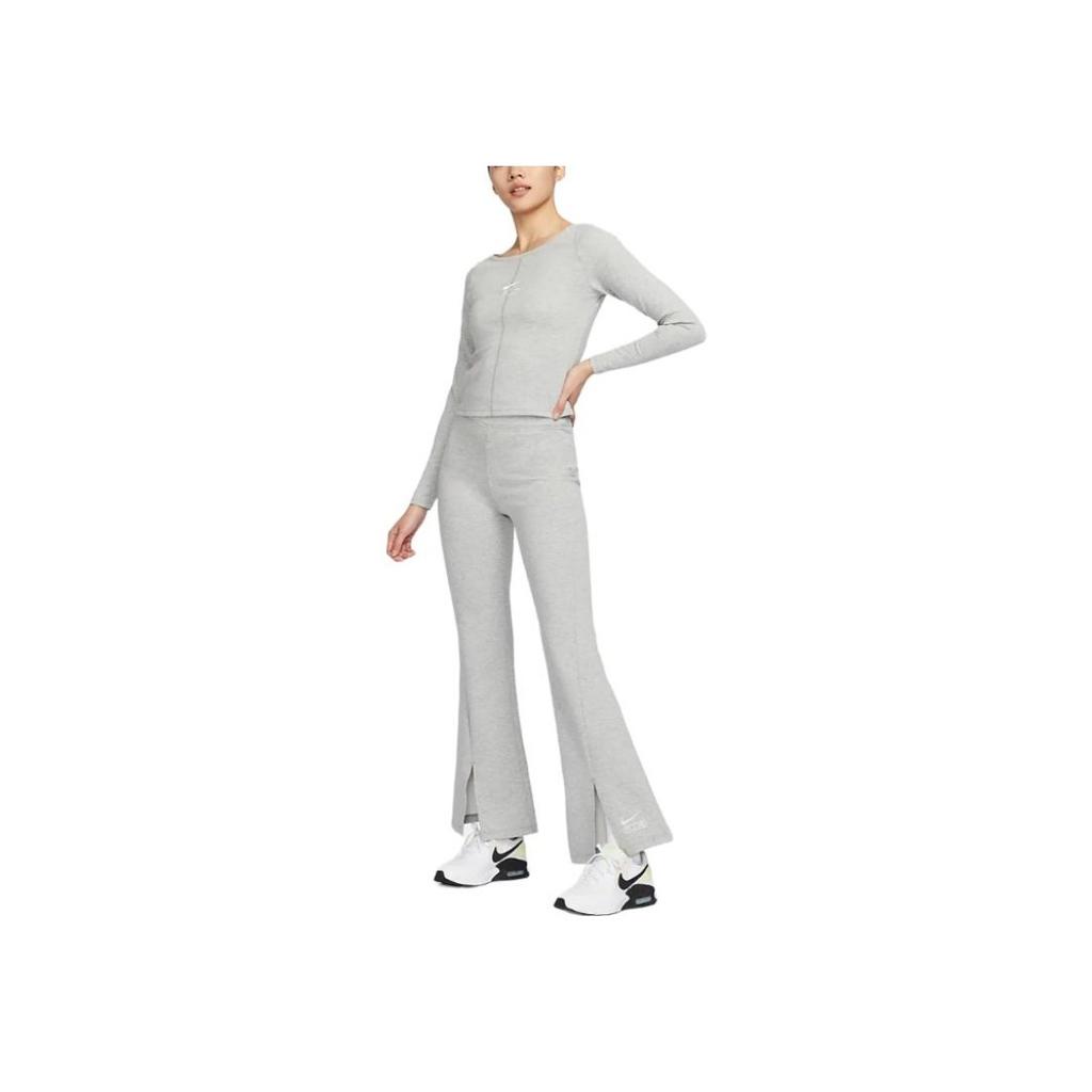 Nike Брюки Air с высокой талией, однотонные, расклешенные, повседневные, женские, темно-серые, фотоново-серые FN1892-063