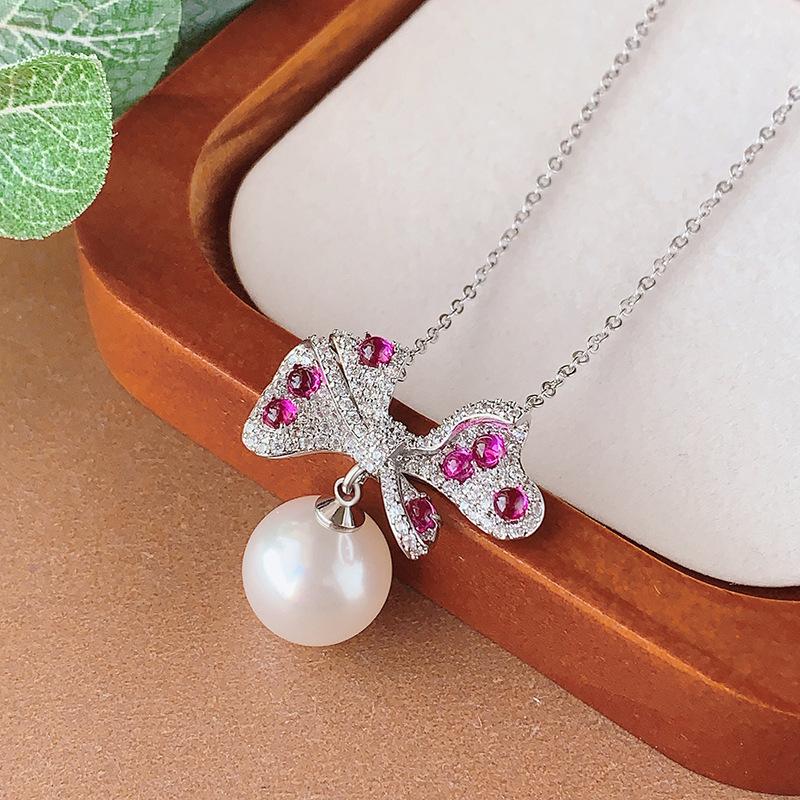 Жемчужный комплект, ожерелье, серьги, украшения в форме банта, фиолетовый свет изменит цвет, красный корунд светлый роскошные женщины