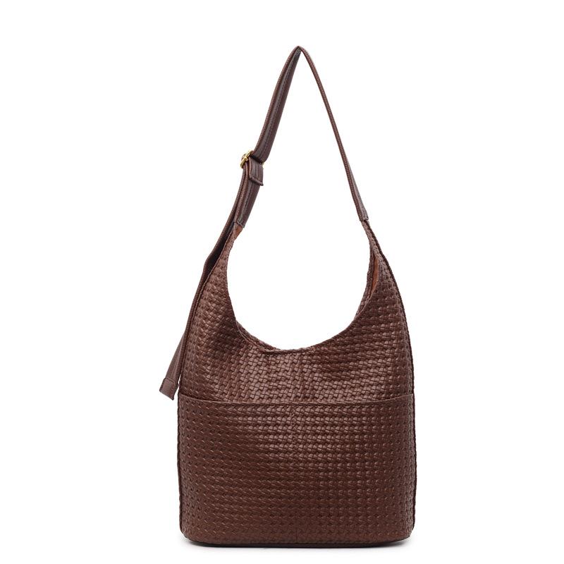 2025 Retro Solid Color Large Capacity Soft Leather Shoulder Bag