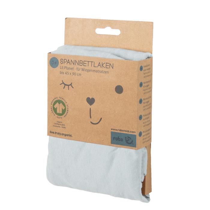 Детская простыня на резинке ROBA Lil Planet - 100% Органический хлопок-джерси - Синий - 40x90 до 45x90 см