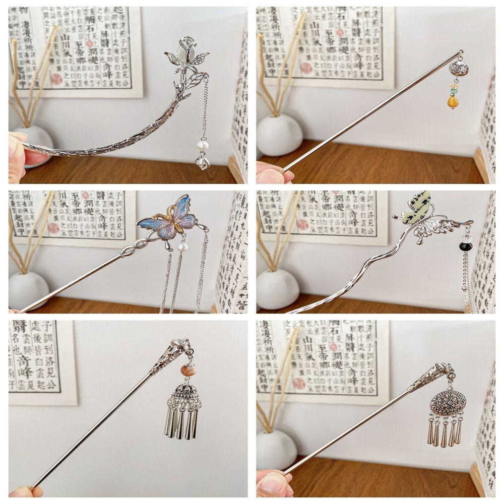 Chinese Style Geometry Hair Clip Tassel Hanfu Hair Stick Vintage Butterfly Hair Stick  Ladies