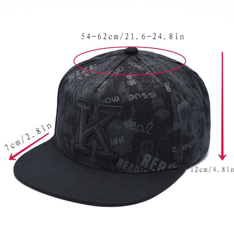 Вышитая буква Печатная кепка Snapback С прямым козырьком Регулируемая Защита от солнца Бейсболка Для женщин Мужчин Спорт Туризм Хип-Хоп Практичное использование