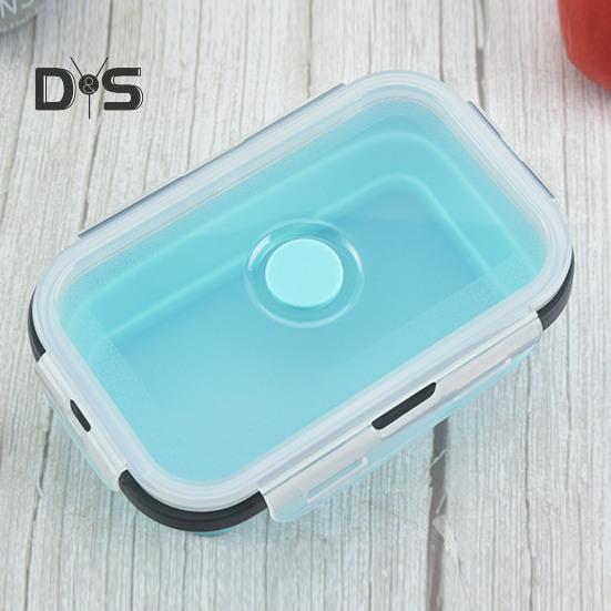 4Pcs Collapsible Food Storage Container With Lids Flat Stackable Refrigerator Food Box Set Silicone Food Sealed Crisper Lunch Bento Box For