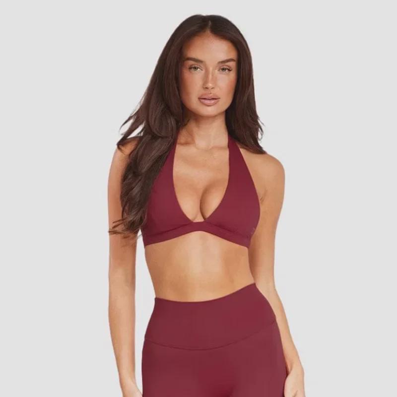 Дышащий спортивный бюстгальтер с V-образным вырезом и открытой спиной — без стальных колец, идеально подходит для йоги и фитнеса