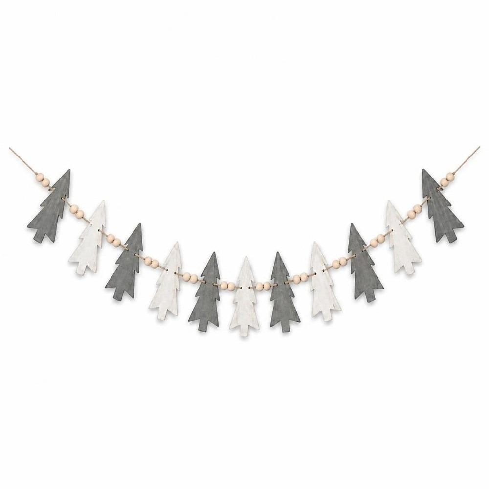 12pcs Wooden Christmas Tree Garland String Flag Xmas Tree Ornament  Fireplace Mantel