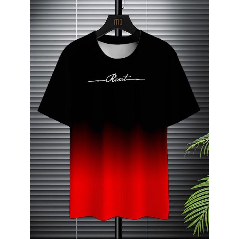 Летний топ с круглым вырезом и 3D-печатью с градиентными буквами, модные повседневные футболки с короткими рукавами для мужчин