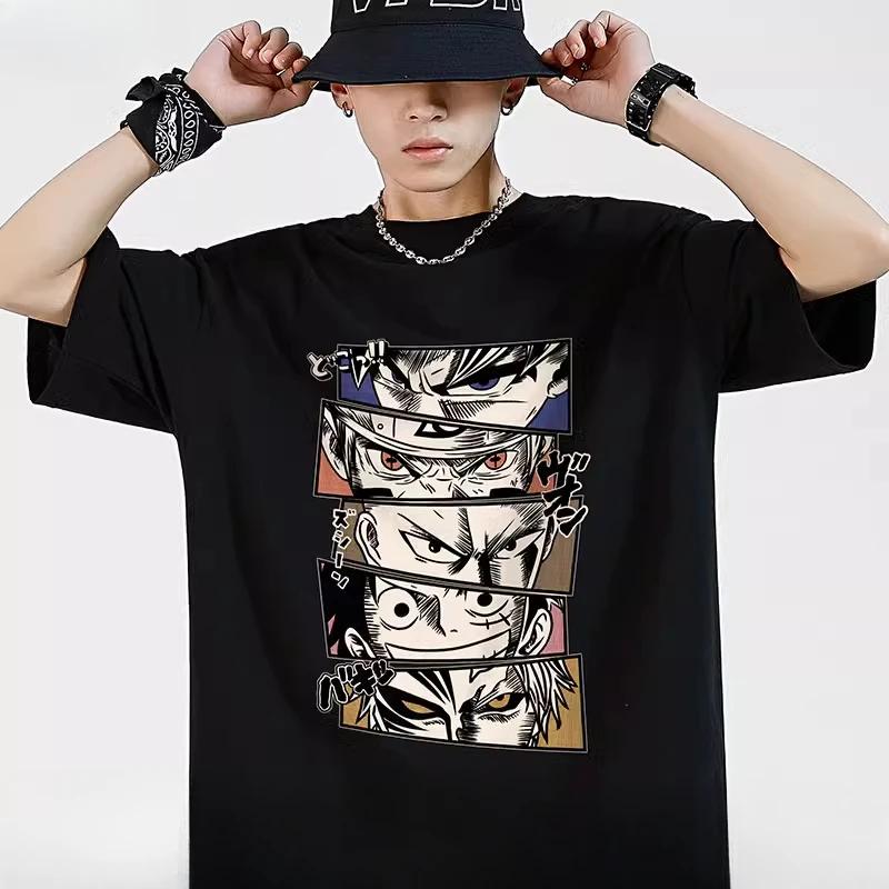 Популярная аниме-футболка унисекс-тренд Saiyan ONE PIECE Naruto японская хлопковая футболка с коротким рукавом модная повседневная летняя унисекс-футболка