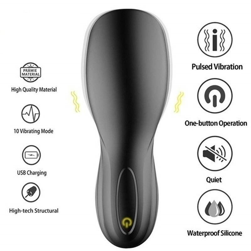 Мужской мастурбатор, вибратор для пениса, 10 скоростей, головка, вибрирующий массажер, вибрационная чашка для мастурбации, стимулятор, эротические секс-игрушки для мужчин, секс-шоп