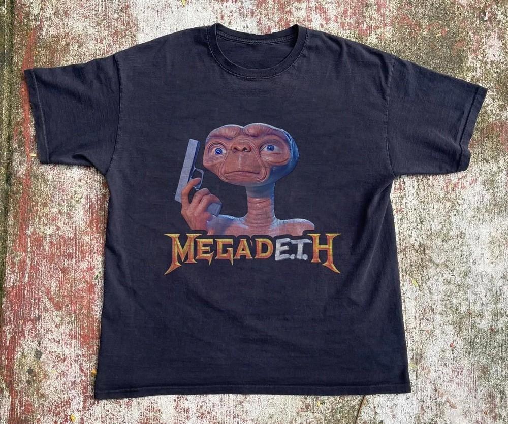 Редкая футболка Megadeth Alien, Унисекс черная хлопковая футболка, Размер S-4XL