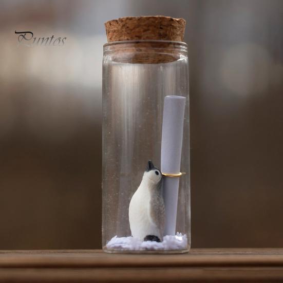 Penguin Message In A Bottle Gift Romantic Handwritten Letter Snowflake Penguin In Glass Bottle for Mother's Day Anniversary Valentine's Day Gift