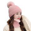 Hat women's autumn and winter snow, cute versatile scarf suit hat fashionable velvet thickened knitted hat tide