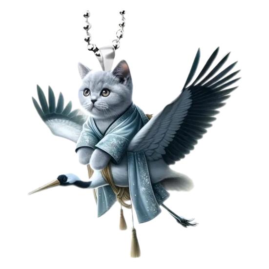 Christmas Acrylic Cats Car Pendant with Lanyard Cute Cat Decoration Backpack Keychain