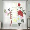 Прозрачные оконные шторы с пионами и птицами для гостиной, спальни, современная вуаль, тюлевые шторы, тканевые шторы для кухни