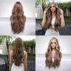 Female Hair Mixed Brown Curly Wig Dyed Fluffy Big Wave Mid-Length Long Hair Color Full-Head Wig Hanging Ear
